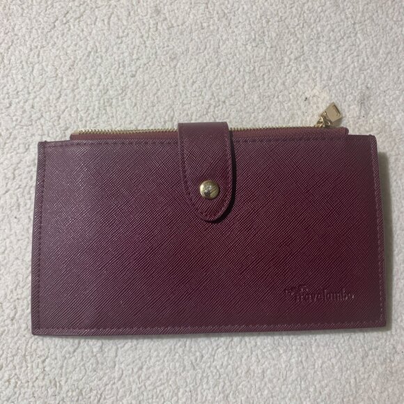 Travelambo RFID Blocking Bifold Multi Card Wallet with Zipper Pocket Purple Slim - Picture 1 of 7